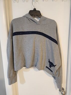 Under Armour Heather Gray Hoodie with Navy Accent